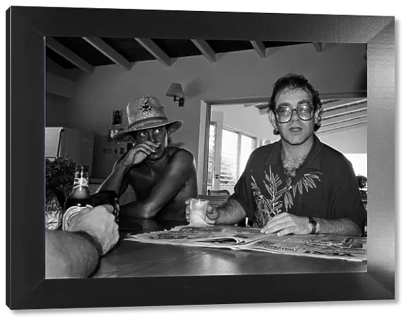 Elton John and Bernie Taupin on the Caribbean island of Montserrat