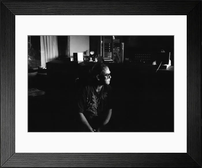 Framed Print : Elton John on the Caribbean island of Montserrat. Elton is on the island to record his Framed Print : Elton John on the Caribbean island of Montserrat. Elton is on the island to record his