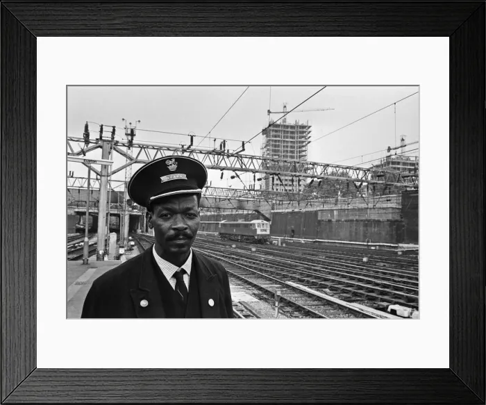 Framed Print : Railway guard seen here at Euston Station. 15th August 1966 Framed Print : Railway guard seen here at Euston Station. 15th August 1966
