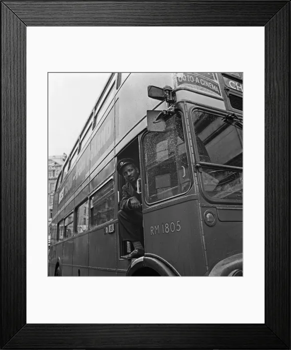 Framed Print : London Transport driver seen here with his Routemaster bus 29th October 1966