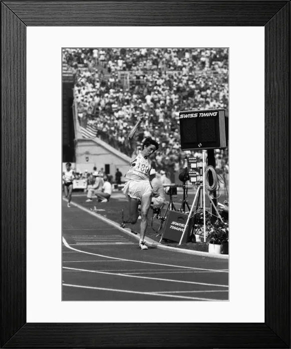 Framed Print : The 1984 Summer Olympics in Los Angeles. Womens marathon. Priscilla Welch Framed Print : The 1984 Summer Olympics in Los Angeles. Womens marathon. Priscilla Welch