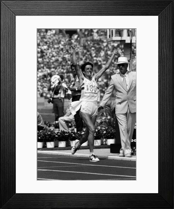 Framed Print : The 1984 Summer Olympics in Los Angeles. Womens marathon. Priscilla Welch Framed Print : The 1984 Summer Olympics in Los Angeles. Womens marathon. Priscilla Welch