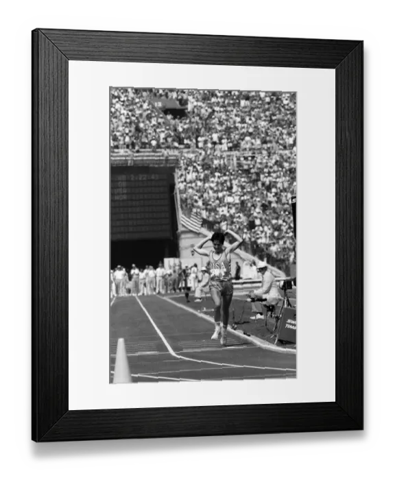 Framed Print : The 1984 Summer Olympics in Los Angeles. Womens marathon. Joan Benoit Framed Print : The 1984 Summer Olympics in Los Angeles. Womens marathon. Joan Benoit