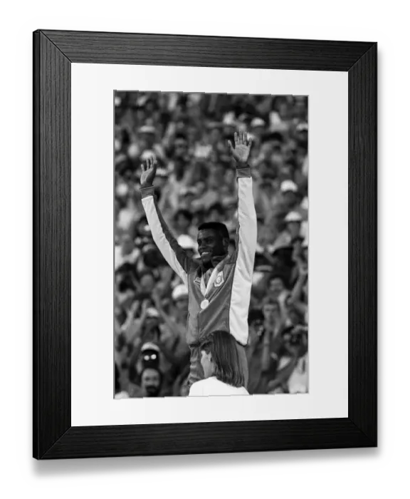Framed Print : The 1984 Summer Olympics in Los Angeles. Carl Lewis. August 1984