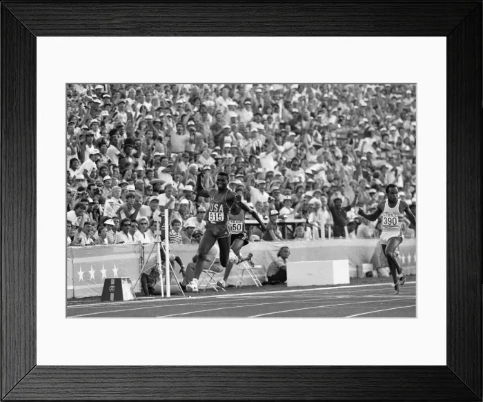 Framed Print : The 1984 Summer Olympics in Los Angeles. Carl Lewis. August 1984 Framed Print : The 1984 Summer Olympics in Los Angeles. Carl Lewis. August 1984