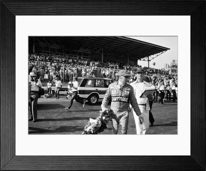 Framed Print : Niki Lauda, driving a Marlboro-McLaren, wins the British Grand Prix at Brands Hatch Framed Print : Niki Lauda, driving a Marlboro-McLaren, wins the British Grand Prix at Brands Hatch