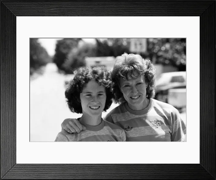 Framed Print : The 1984 Summer Olympics in Los Angeles, California. Runners Joyce Smith and Sarah Rower Framed Print : The 1984 Summer Olympics in Los Angeles, California. Runners Joyce Smith and Sarah Rower