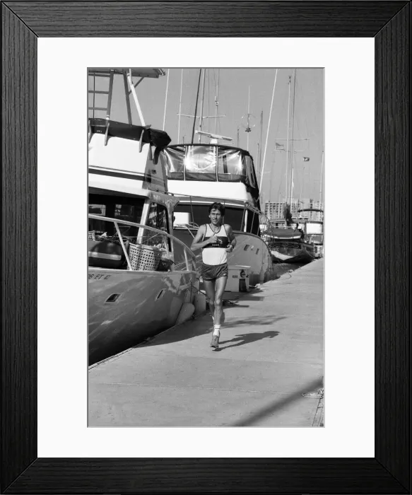 Framed Print : The 1984 Summer Olympics in Los Angeles, California. Runner David Moorcroft training Framed Print : The 1984 Summer Olympics in Los Angeles, California. Runner David Moorcroft training