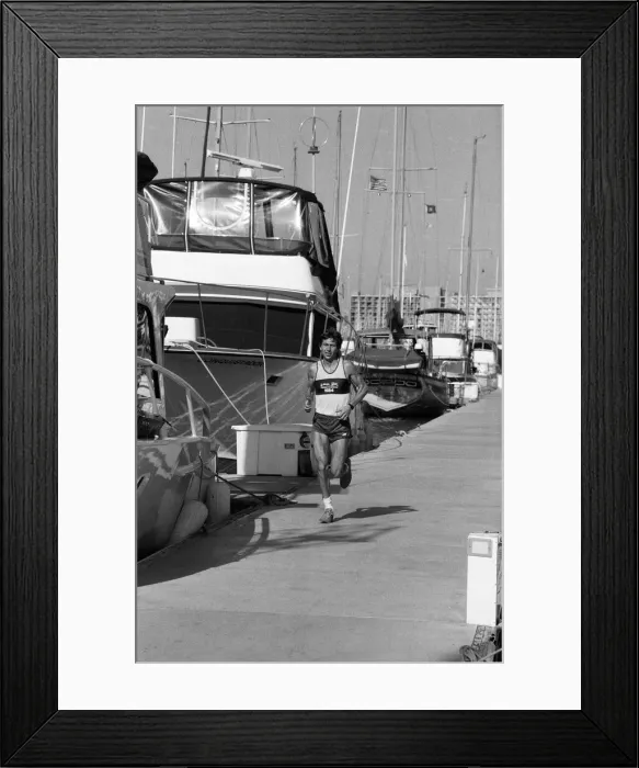 Framed Print : The 1984 Summer Olympics in Los Angeles, California. Runner David Moorcroft training Framed Print : The 1984 Summer Olympics in Los Angeles, California. Runner David Moorcroft training