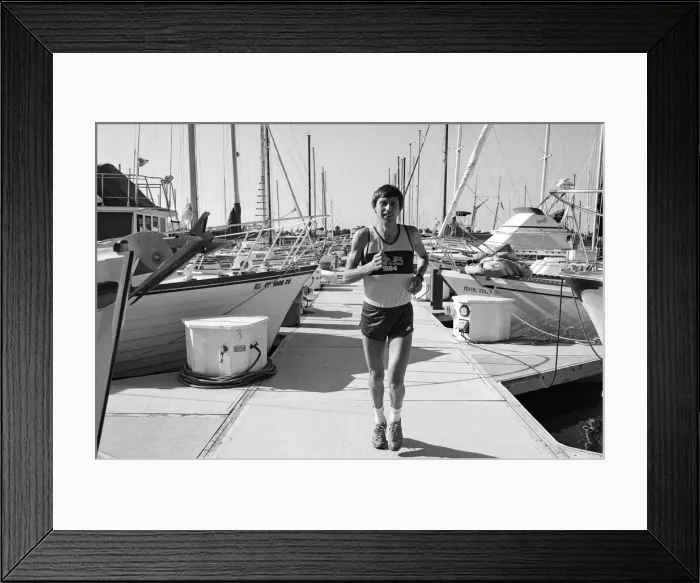 Framed Print : The 1984 Summer Olympics in Los Angeles, California. Runner David Moorcroft training Framed Print : The 1984 Summer Olympics in Los Angeles, California. Runner David Moorcroft training