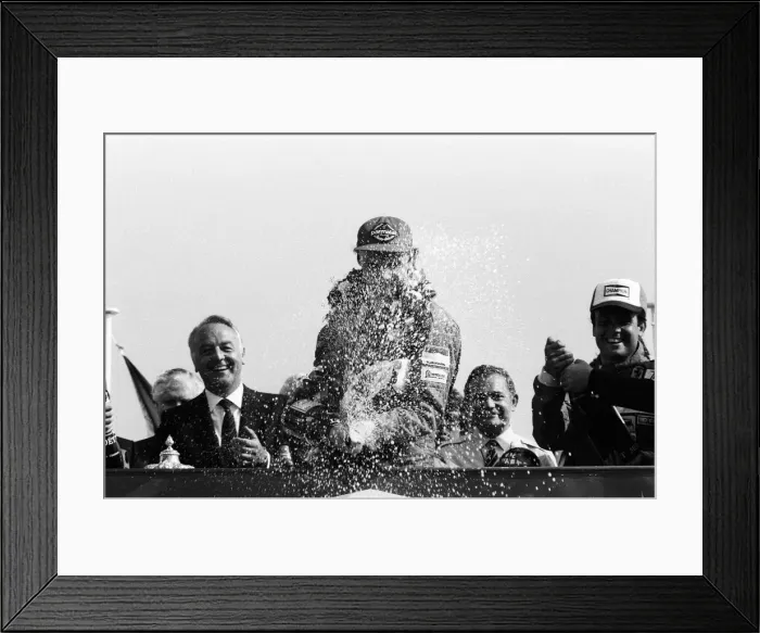 Framed Print : Niki Lauda, driving a Marlboro-McLaren, wins the British Grand Prix at Brands Hatch Framed Print : Niki Lauda, driving a Marlboro-McLaren, wins the British Grand Prix at Brands Hatch