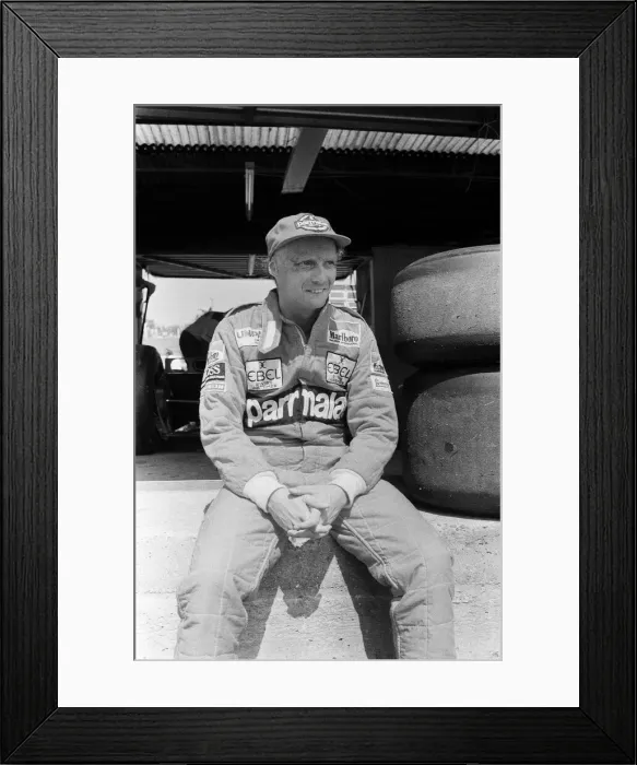 Framed Print : Niki Lauda pictured at Brands Hatch. July 1982 Framed Print : Niki Lauda pictured at Brands Hatch. July 1982