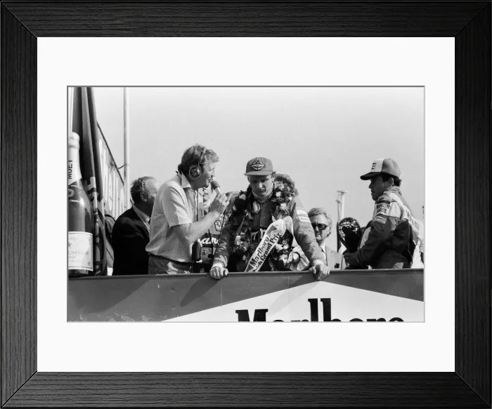 Framed Print : Niki Lauda, driving a Marlboro-McLaren, wins the British Grand Prix at Brands Hatch Framed Print : Niki Lauda, driving a Marlboro-McLaren, wins the British Grand Prix at Brands Hatch