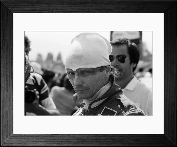 Framed Print : Niki Lauda, driving a Marlboro-McLaren, wins the British Grand Prix at Brands Hatch Framed Print : Niki Lauda, driving a Marlboro-McLaren, wins the British Grand Prix at Brands Hatch