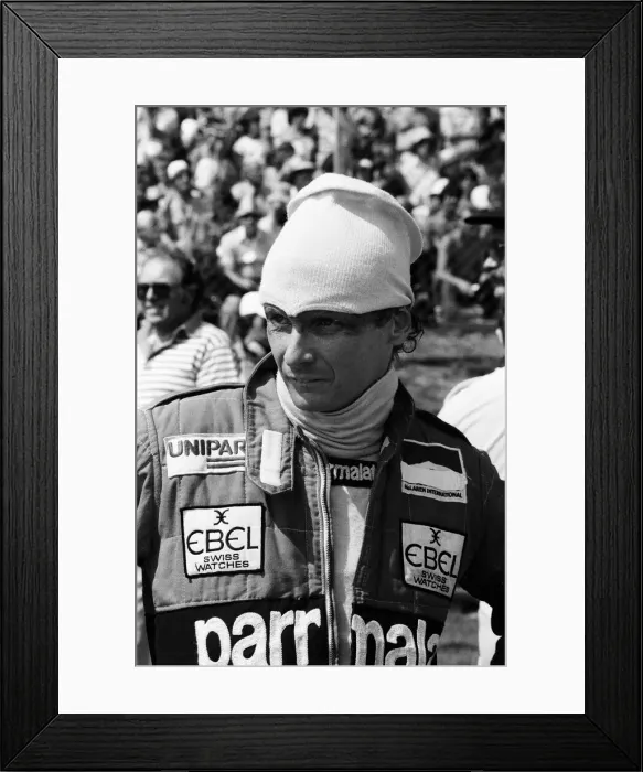 Framed Print : Niki Lauda, driving a Marlboro-McLaren, wins the British Grand Prix at Brands Hatch Framed Print : Niki Lauda, driving a Marlboro-McLaren, wins the British Grand Prix at Brands Hatch