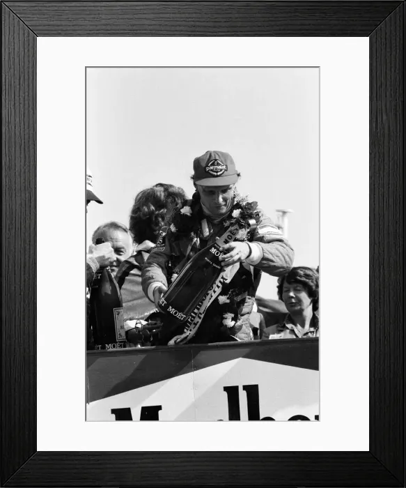 Framed Print : Niki Lauda, driving a Marlboro-McLaren, wins the British Grand Prix at Brands Hatch Framed Print : Niki Lauda, driving a Marlboro-McLaren, wins the British Grand Prix at Brands Hatch