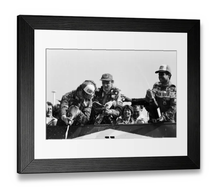 Framed Print : Niki Lauda, driving a Marlboro-McLaren, wins the British Grand Prix at Brands Hatch