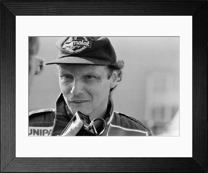 Framed Print : Niki Lauda with the new MP4 / 1C Marlboro McLaren car, Woking, Surrey. 1st March 1983 Framed Print : Niki Lauda with the new MP4 / 1C Marlboro McLaren car, Woking, Surrey. 1st March 1983