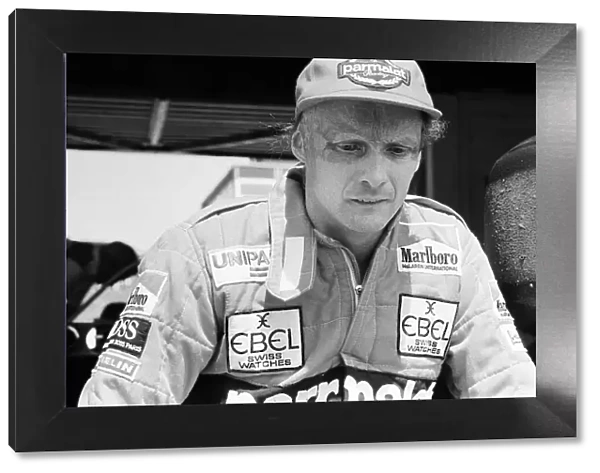 Niki Lauda pictured at Brands Hatch. July 1982