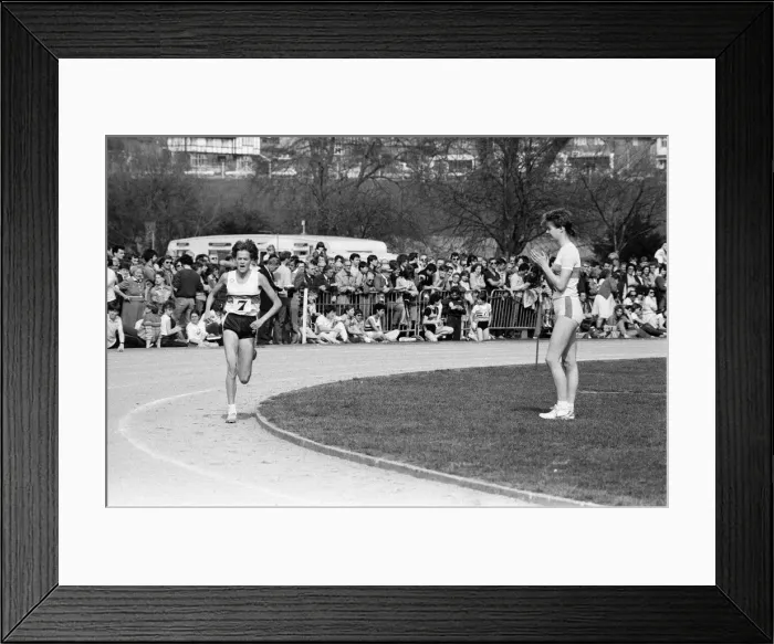 Framed Print : South African wonder girl Zola Budd seen winning the 3000 metre race at Central Park in Framed Print : South African wonder girl Zola Budd seen winning the 3000 metre race at Central Park in