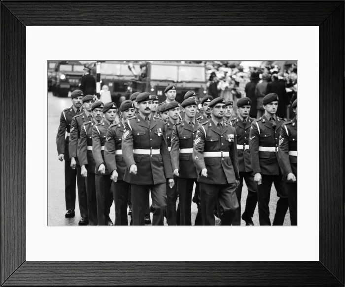 Framed Print : Falklands Victory Parade, London. RAF Vulcans in a Fly Past. 12th October 1982 Framed Print : Falklands Victory Parade, London. RAF Vulcans in a Fly Past. 12th October 1982
