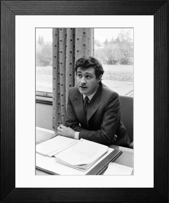 Framed Print : Geoffrey Robinson, Managing Director Jaguar Cars, pictured at his desk, Coventry