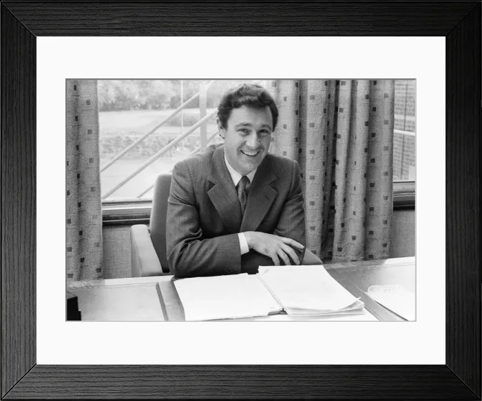 Framed Print : Geoffrey Robinson, Managing Director Jaguar Cars, pictured at his desk, Coventry