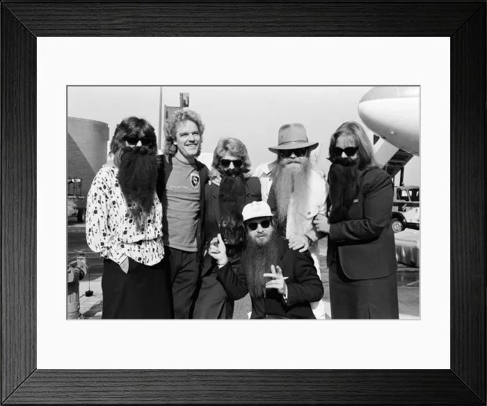 Framed Print : ZZ Top arrive at Gatwick Airport. 10th September 1986 Framed Print : ZZ Top arrive at Gatwick Airport. 10th September 1986