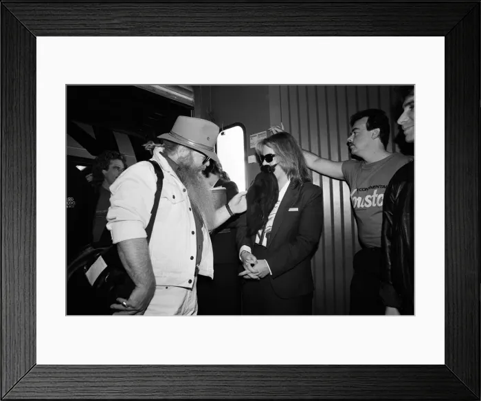 Framed Print : ZZ Top arrive at Gatwick Airport. 10th September 1986 Framed Print : ZZ Top arrive at Gatwick Airport. 10th September 1986