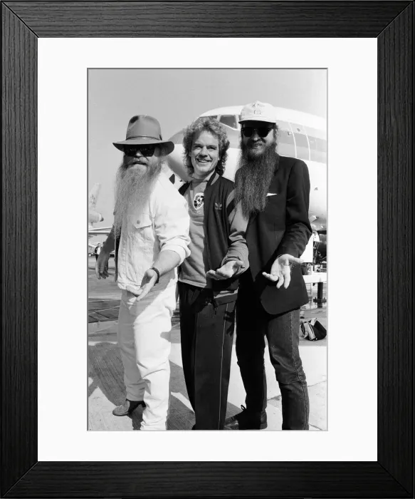 Framed Print : ZZ Top arrive at Gatwick Airport. 10th September 1986 Framed Print : ZZ Top arrive at Gatwick Airport. 10th September 1986