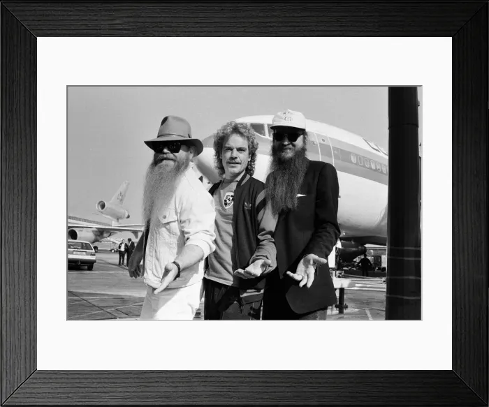 Framed Print : ZZ Top arrive at Gatwick Airport. 10th September 1986 Framed Print : ZZ Top arrive at Gatwick Airport. 10th September 1986