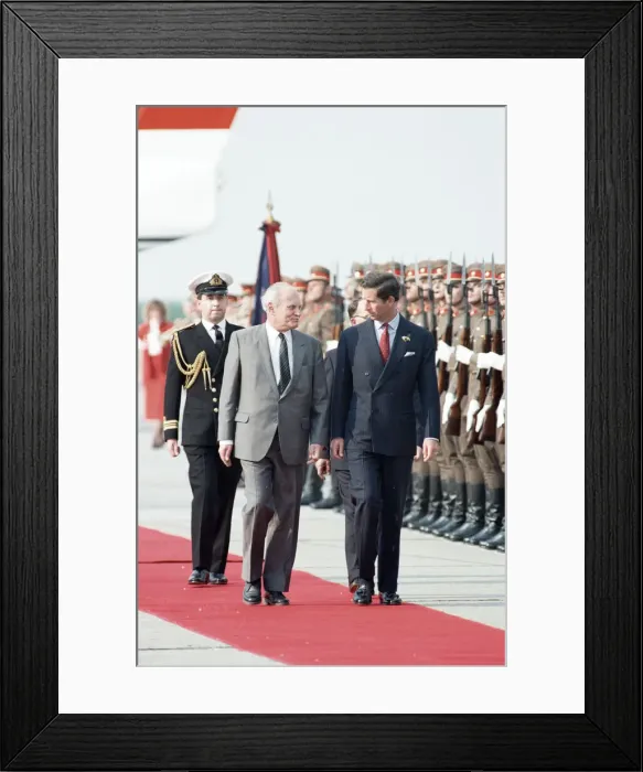 Framed Print : Charles, Prince of Wales with the President of Hungary, Arpad Goncz during his visit to Framed Print : Charles, Prince of Wales with the President of Hungary, Arpad Goncz during his visit to