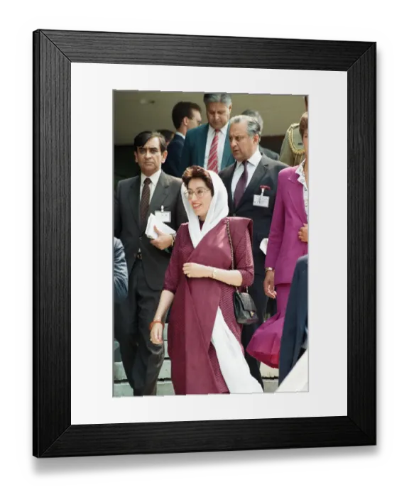 Framed Print : Prime Minister of Pakistan Benazir Bhutto during her visit to London. 6th July 1989 Framed Print : Prime Minister of Pakistan Benazir Bhutto during her visit to London. 6th July 1989