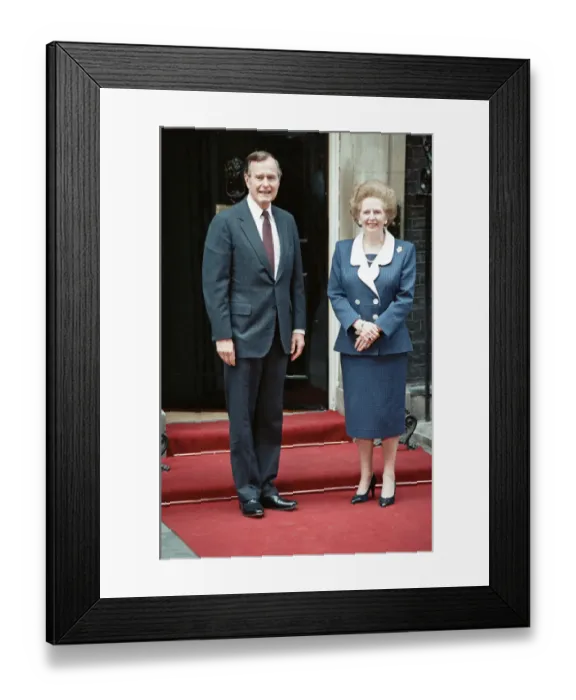 Framed Print : President of the United States George Bush and Prime Minister Margaret Thatcher outside