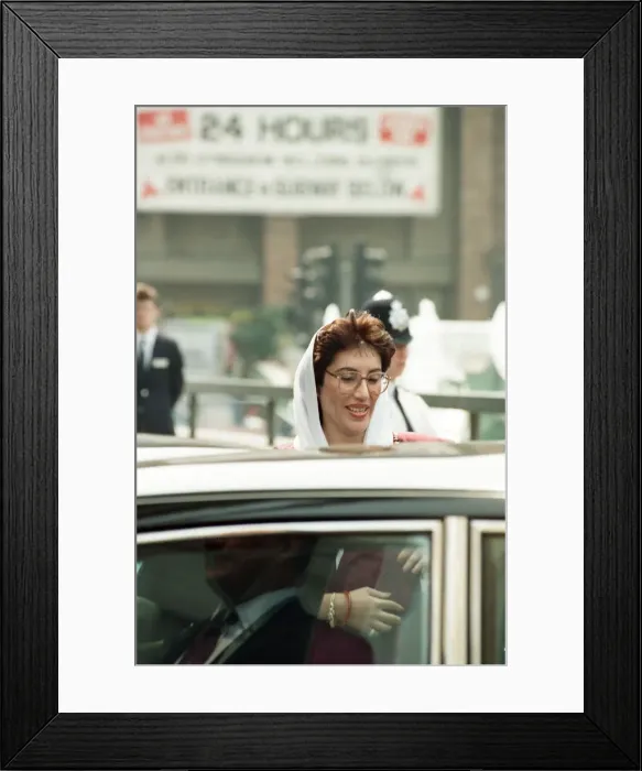 Framed Print : Prime Minister of Pakistan Benazir Bhutto during her visit to London. 6th July 1989