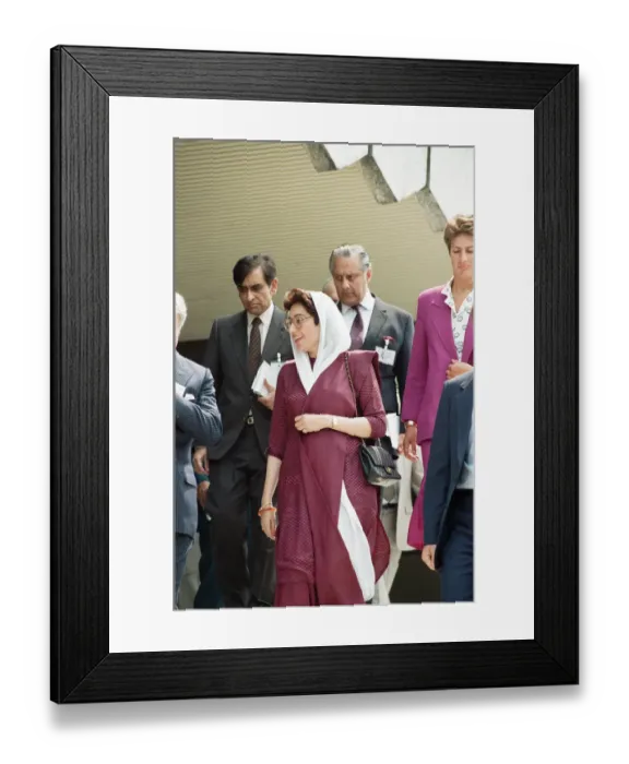 Framed Print : Prime Minister of Pakistan Benazir Bhutto during her visit to London. 6th July 1989 Framed Print : Prime Minister of Pakistan Benazir Bhutto during her visit to London. 6th July 1989