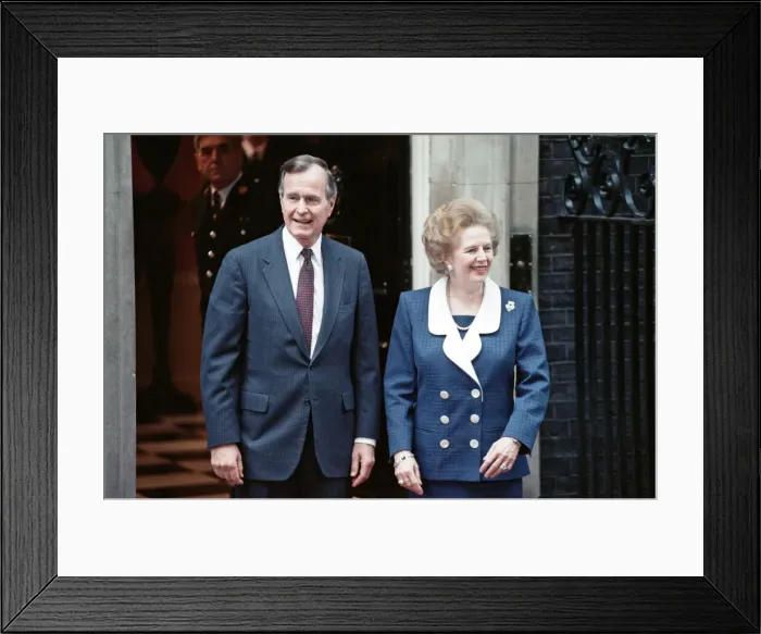 Framed Print : President of the United States George Bush and Prime Minister Margaret Thatcher outside