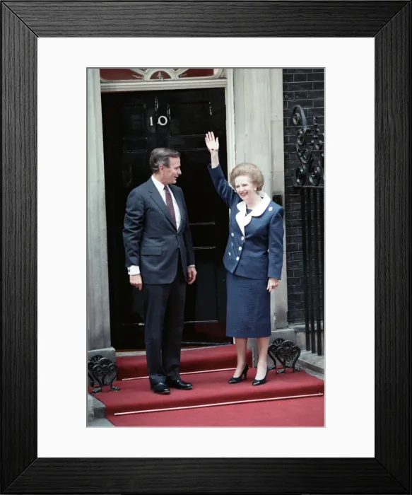 Framed Print : President of the United States George Bush and Prime Minister Margaret Thatcher outside Framed Print : President of the United States George Bush and Prime Minister Margaret Thatcher outside