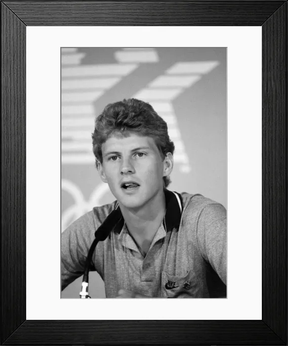 Framed Print : The 1984 Summer Olympics in Los Angeles. Steve Cram. August 1984 Framed Print : The 1984 Summer Olympics in Los Angeles. Steve Cram. August 1984