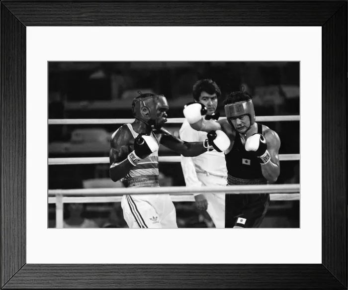 Framed Print : The 1984 Summer Olympics in Los Angeles. Boxing - Rod Douglas v Chiharu Ogiwara Framed Print : The 1984 Summer Olympics in Los Angeles. Boxing - Rod Douglas v Chiharu Ogiwara