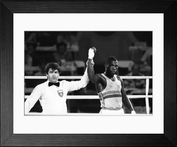 Framed Print : The 1984 Summer Olympics in Los Angeles. Boxing - Rod Douglas v Chiharu Ogiwara Framed Print : The 1984 Summer Olympics in Los Angeles. Boxing - Rod Douglas v Chiharu Ogiwara