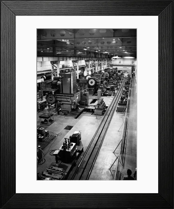 Framed Print : The Yamasaki factory which operates a fully robot controlled factory with one man in Framed Print : The Yamasaki factory which operates a fully robot controlled factory with one man in