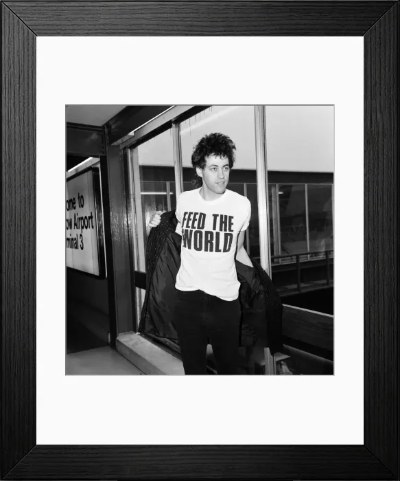 Framed Print : Bob Geldof at Heathrow airport shortly after the release of Do They Know It Framed Print : Bob Geldof at Heathrow airport shortly after the release of Do They Know It