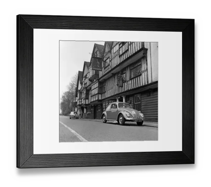 Framed Print : Learner driver in a Volkswagen Beetle. May 1962