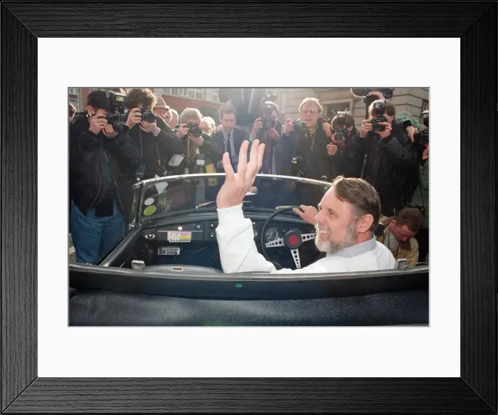 Framed Print : Terry Waite is reunited with his beloved MGB sports car