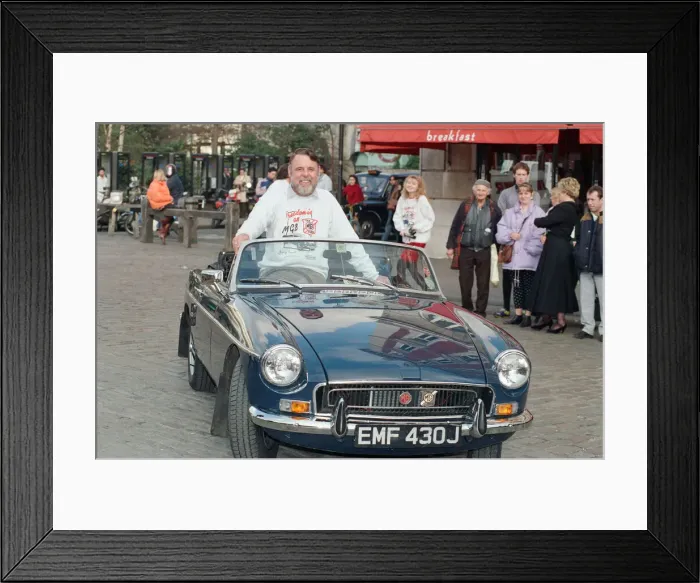 Framed Print : Terry Waite is reunited with his beloved MGB sports car