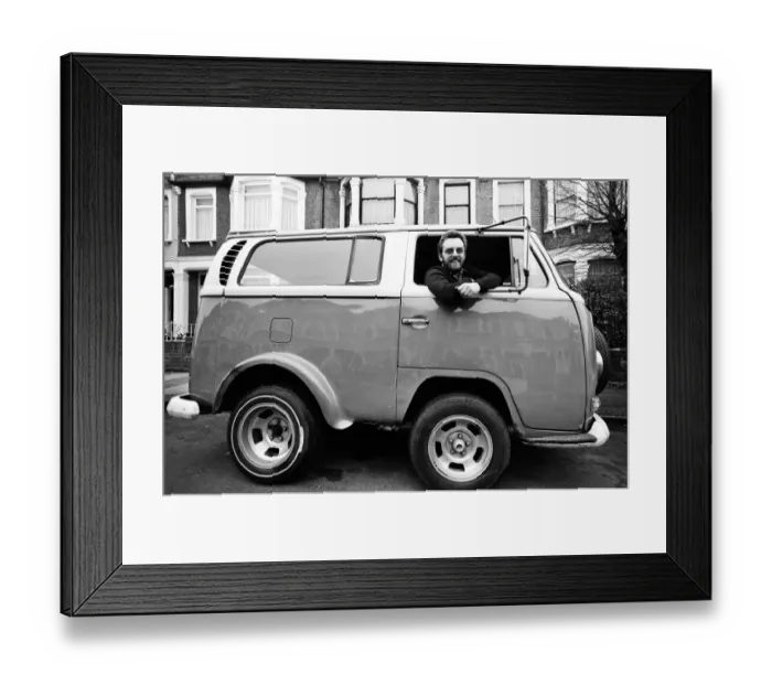 Framed Print : Dave Thomas, 35, from Ilford, found the front of a wrecked Volkswagen van Framed Print : Dave Thomas, 35, from Ilford, found the front of a wrecked Volkswagen van