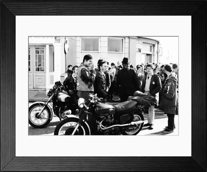 Framed Print : Filming of Quadrophenia in Brighton, based on the Mods and Rocker battles of the mid Framed Print : Filming of Quadrophenia in Brighton, based on the Mods and Rocker battles of the mid
