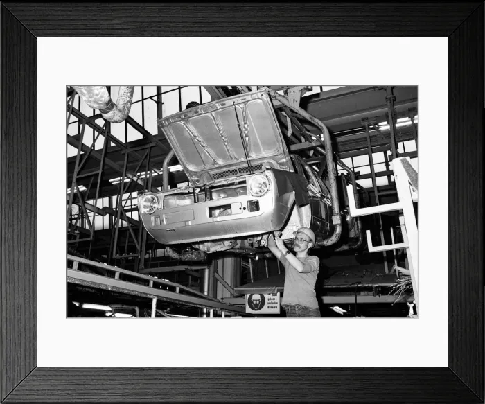 Framed Print : Volkswagen assembly line worker Peter Schredewitz at work in Wolfsburg, Germany Framed Print : Volkswagen assembly line worker Peter Schredewitz at work in Wolfsburg, Germany