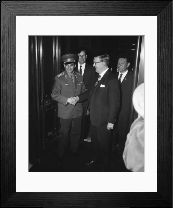 Framed Print : Lt. Col Valery Bykovsky, Soviet cosmonaut at London Heathrow Airport